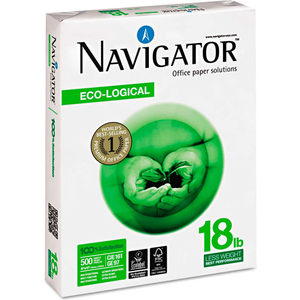 COPY PAPER - ECO-LOGICAL PAPER, WHITE, 8-1/2" X 11", 18 LB., 5,000 SHEETS/CARTON by Navigator