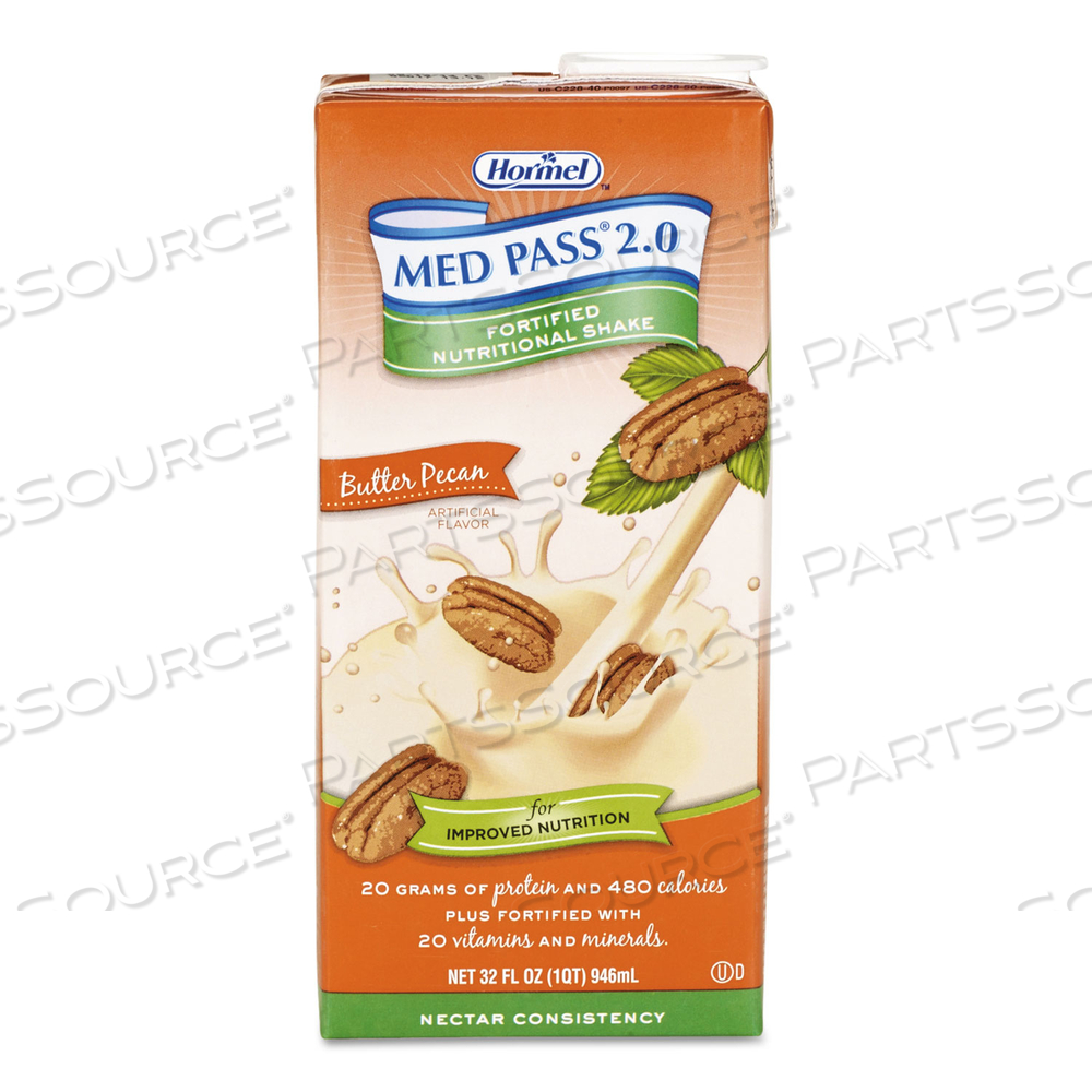 MED PASS 2.0 NUTRITIONAL SHAKE, BUTTER PECAN, 12 OZ CARTON, 12/CARTON 