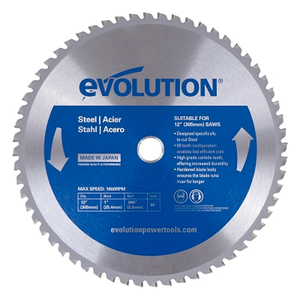 TCT METAL-CUTTING BLADE, 12 IN, 1 IN ARBOR, 1600 RPM, 60 TEETH by Evolution