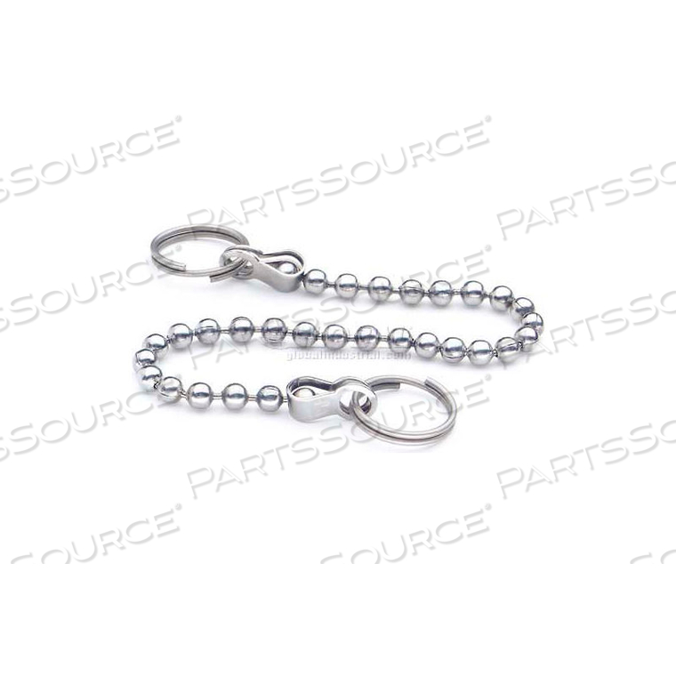 BALL CHAIN W/ TWO KEY RINGS, .55" RING DIAMETER, 7.87" CHAIN LENGTH by J.W. Winco BALL CHAIN W/ TWO KEY RINGS, .55" RING DIAMETER, 7.87" CHAIN LENGTH by J.W. Winco