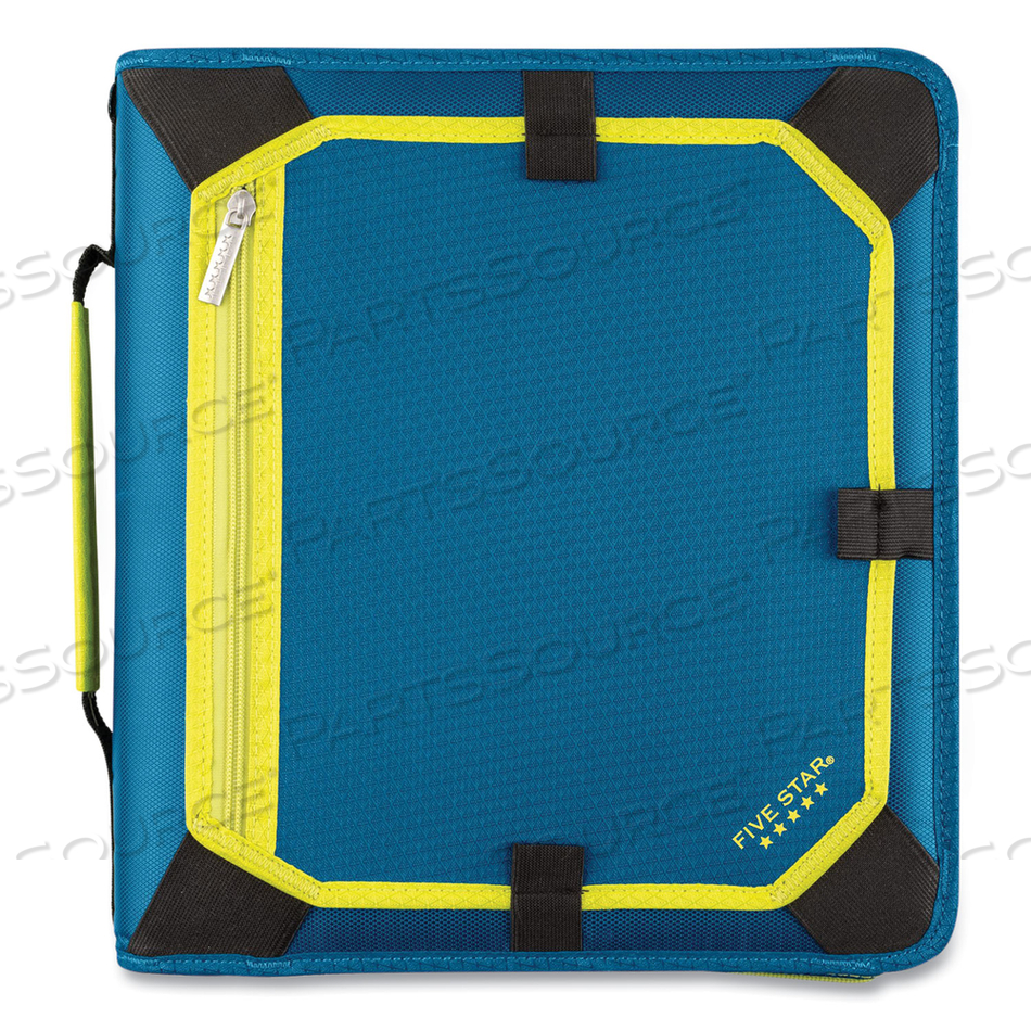 ZIPPER BINDER, 3 RINGS, 2" CAPACITY, 11 X 8.5, TEAL/YELLOW ACCENTS 