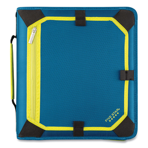 ZIPPER BINDER, 3 RINGS, 2" CAPACITY, 11 X 8.5, TEAL/YELLOW ACCENTS by Five Star