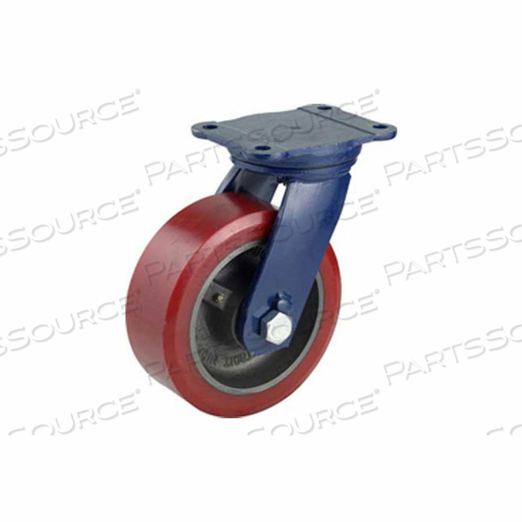 R-100 SERIES SWIVEL PLATE CASTER - SEMI-STEEL 8"DIA. 3200 CAP. LB. 