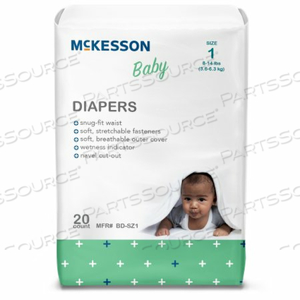 BABY DIAPERS, SIZE 1 (20 PER BAG) by McKesson