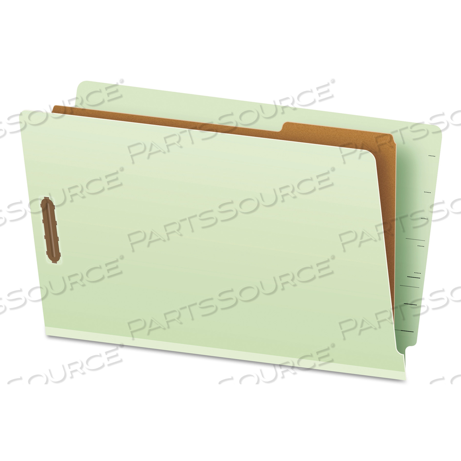 END TAB CLASSIFICATION FOLDERS, 2" EXPANSION, 1 DIVIDER, 4 FASTENERS, LEGAL SIZE, PALE GREEN EXTERIOR by Esselte Pendaflex Corp.