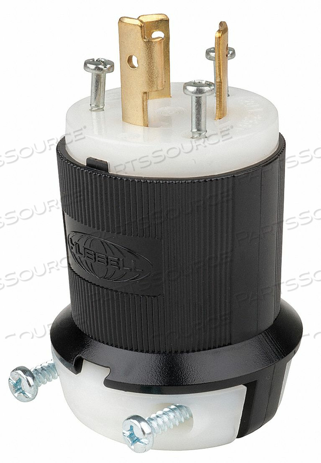 LOCKING PLUG, 20A, 250V, 2P 3W NYLON BLACK/WHITE by Hubbell Incorporated, Wiring Device-Kellums