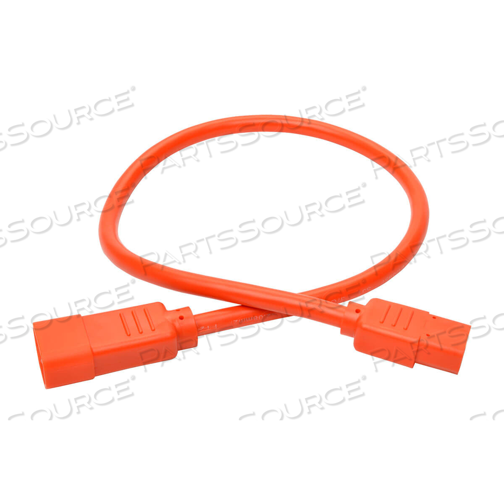 POWER CORD, 2 FT, 15 A, 250 V, 14 AWG, IEC 320-C14 TO IEC 320-C13, ORANGE by Tripp Lite
