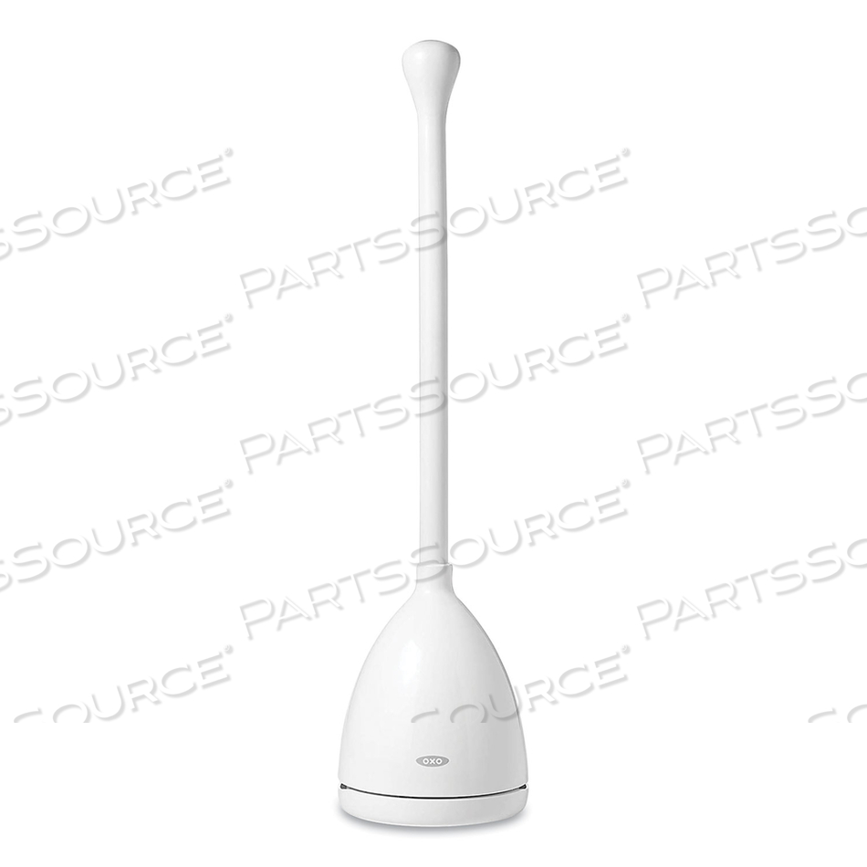 GOOD GRIPS TOILET PLUNGER AND CANISTER, 24" PLASTIC HANDLE, 6" DIA, WHITE by OXO GOOD GRIPS TOILET PLUNGER AND CANISTER, 24" PLASTIC HANDLE, 6" DIA, WHITE by OXO