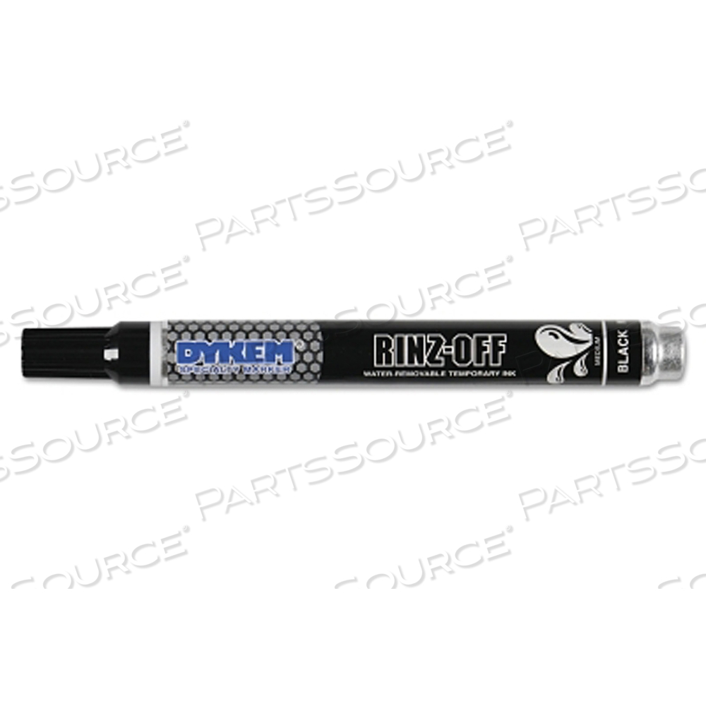 RINZ OFF WATER REMOVABLE TEMPORARY MARKER, BLACK, MEDIUM, THREADED CAP by Dykem