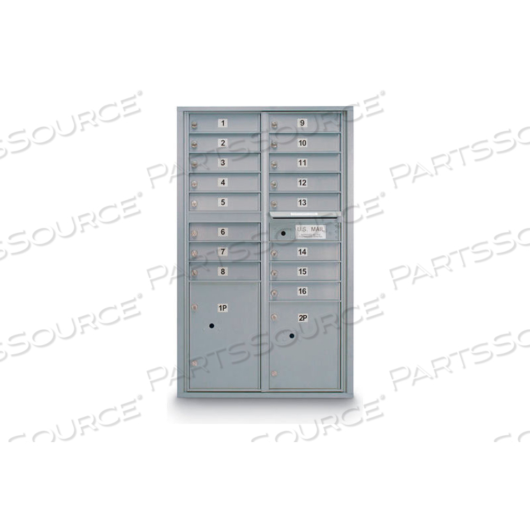 4C HORIZONTAL MAILBOX 51-1/4"H DOUBLE COLUMN 16 DOORS, 1 PARCEL USPS by United Visual Products
