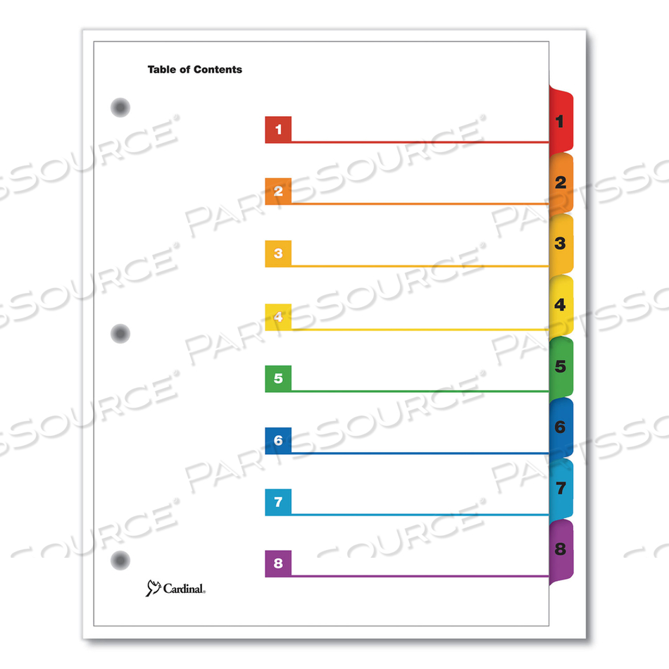 ONESTEP PRINTABLE TABLE OF CONTENTS AND DIVIDERS, 8-TAB, 1 TO 8, 11 X 8.5, WHITE, 6 SETS 