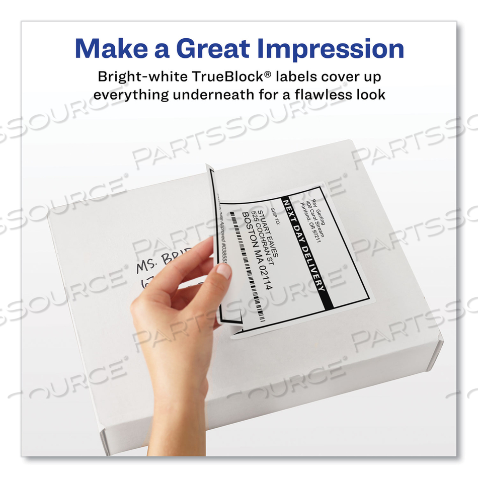 SHIPPING LABELS W/ TRUEBLOCK TECHNOLOGY, LASER PRINTERS, 2 X 4, WHITE, 10/SHEET by Avery