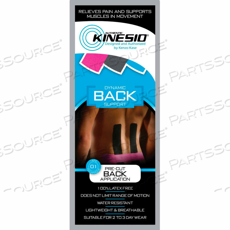 KINESIO TAPE PRE-CUTS, LOW BACK, 20/CASE by Fabrication Enterprises KINESIO TAPE PRE-CUTS, LOW BACK, 20/CASE by Fabrication Enterprises