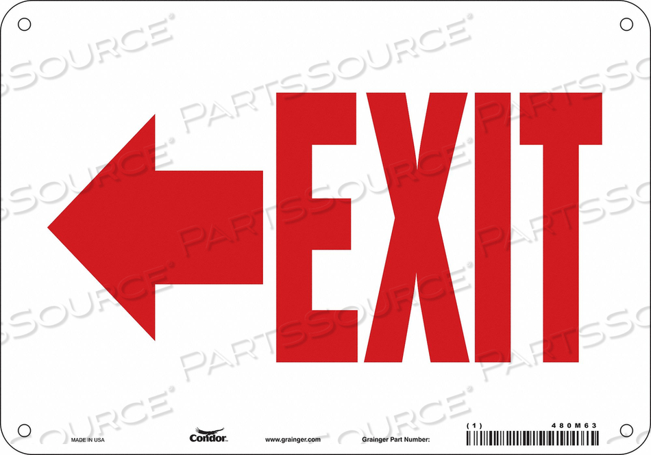 SAFETY SIGN, VERTICAL RECTANGLE, NUMBER OF PRINTED SIDES 1, ENGLISH, SIGN LEGEND EXIT, SIGN LEGEND BACKGROUND COLOR WHITE, SIGN LEGEND STYLE by Condor