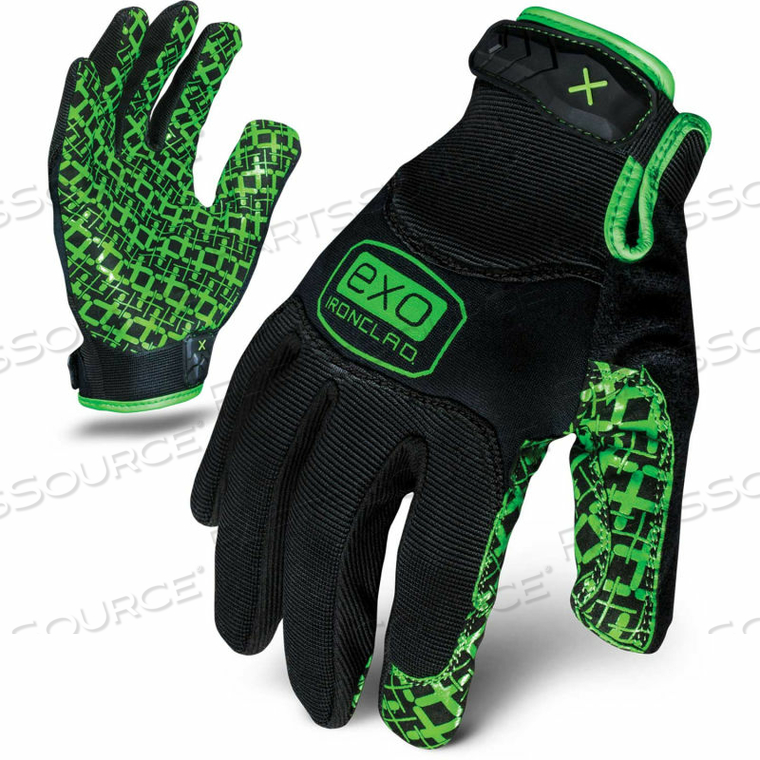 MOTOR GRIP GLOVES, 1 PAIR, BLACK/GREEN, LARGE by Ironclad