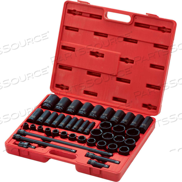 43 PC. 1/2" DRIVE 3/8"-1-1/2" SAE STANDARD & DEEP IMPACT MASTER SOCKET SET by Sunex Tools 43 PC. 1/2" DRIVE 3/8"-1-1/2" SAE STANDARD & DEEP IMPACT MASTER SOCKET SET by Sunex Tools
