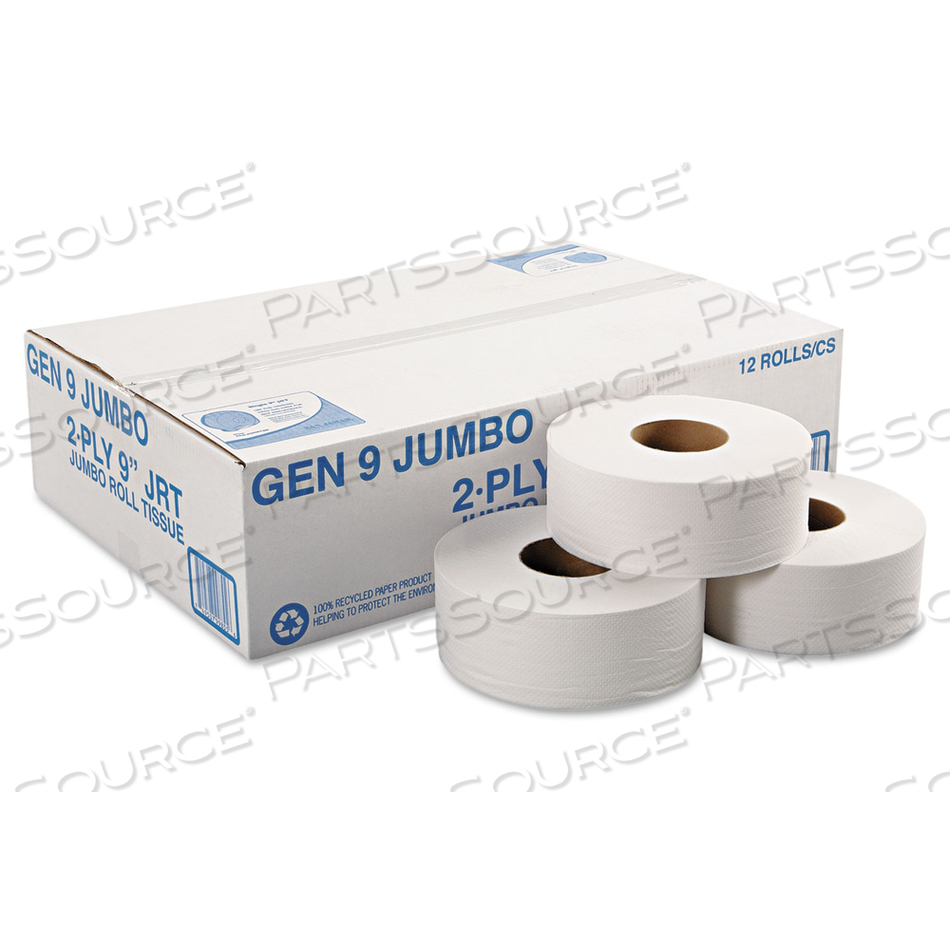 JUMBO ROLL BATH TISSUE, SEPTIC SAFE, 2-PLY, WHITE, 3.3" X 700 FT by General Supply JUMBO ROLL BATH TISSUE, SEPTIC SAFE, 2-PLY, WHITE, 3.3" X 700 FT by General Supply