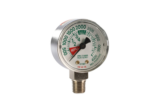PRESSURE GAUGE, 1/4 IN MNPT, 2 IN DIA, 0 TO 4000 PSI, CHROME PLATED BRASS by Western Enterprises