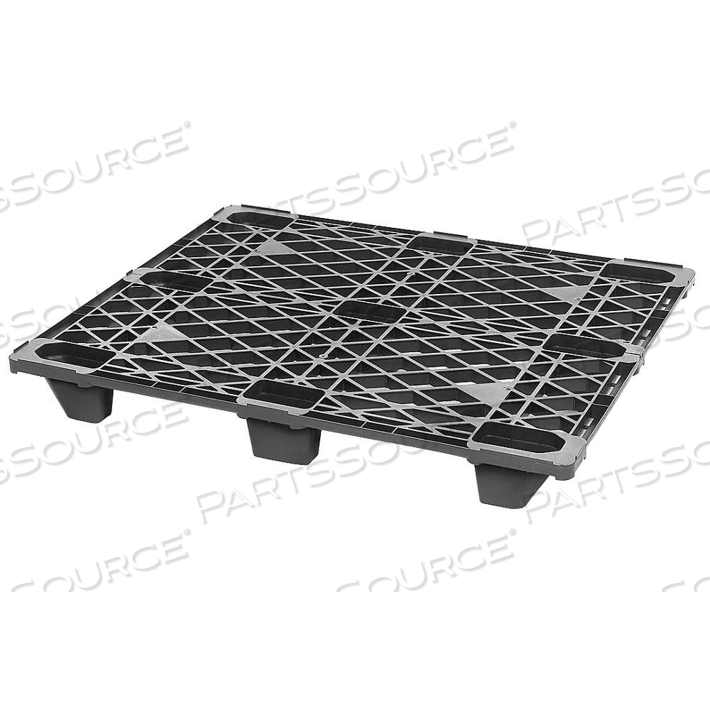 PALLET, NESTABLE, 48 IN OVERALL LG, 40 IN OVERALL WD, PLASTIC, 3,500 LB STATIC LOAD CAPACITY, BLACK by Approved Vendor