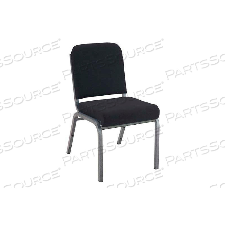 STACKING CHAIR WITH FRONT ROLL - ARMLESS - 2" BLACK FABRIC/SILVER VEIN STEEL FRAME 