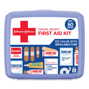 RED CROSS TRAVEL READY PORTABLE EMERGENCY FIRST AID KIT, 80 PIECES, PLASTIC CASE by Johnson & Johnson Consumer