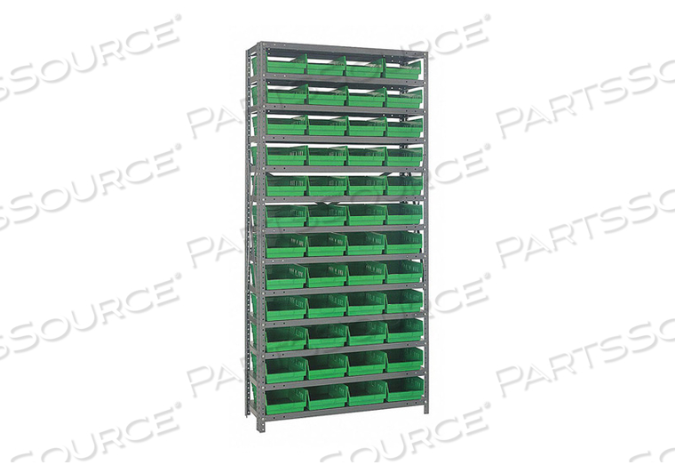 E1508 BIN SHELVING 75 OVERALL H 48 BINS GREEN by Quantum Storage Systems E1508 BIN SHELVING 75 OVERALL H 48 BINS GREEN by Quantum Storage Systems
