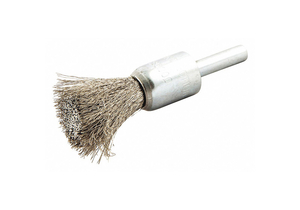 END BRUSH, CRIMPED STAINLESS STEEL, 1/2 IN DIA, 0.006 IN FILL DIA, 1/4 IN SHANK by Norton | Saint-Gobain Abrasives