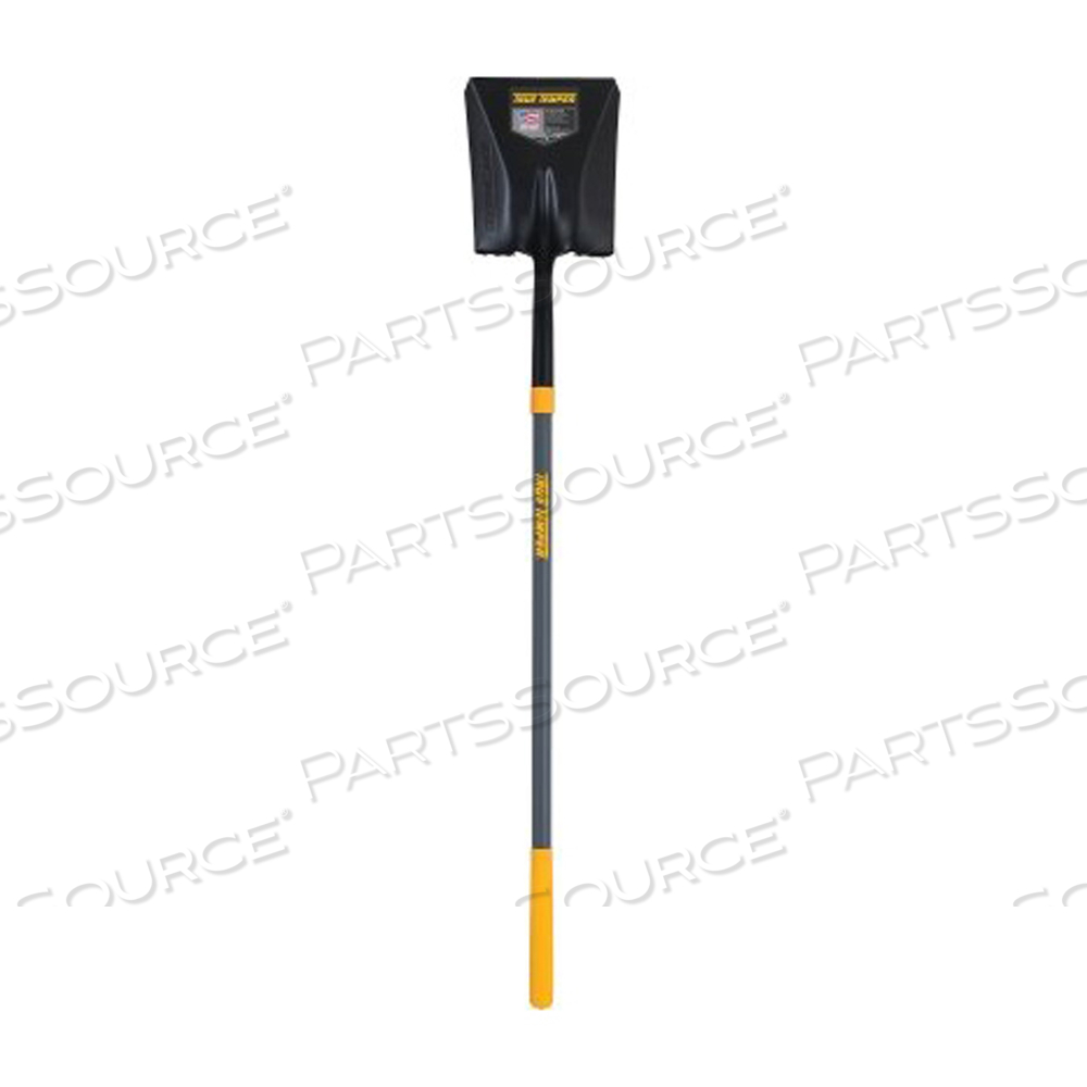 FORGED SQUARE POINT SHOVEL, 11 IN L X 9.67 IN W BLADE, 47 IN FIBERGLASS STRAIGHT CUSHION HANDLE by True Temper