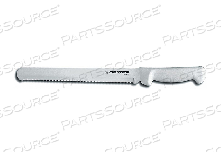 SCALLOPED SLICER, HIGH CARBON STEEL, STAMPED, WHITE HANDLE, 10"L by Dexter Russell