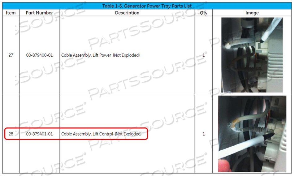 LIFT CENTER CABLE ASSEMBLY by OEC Medical Systems (GE Healthcare)