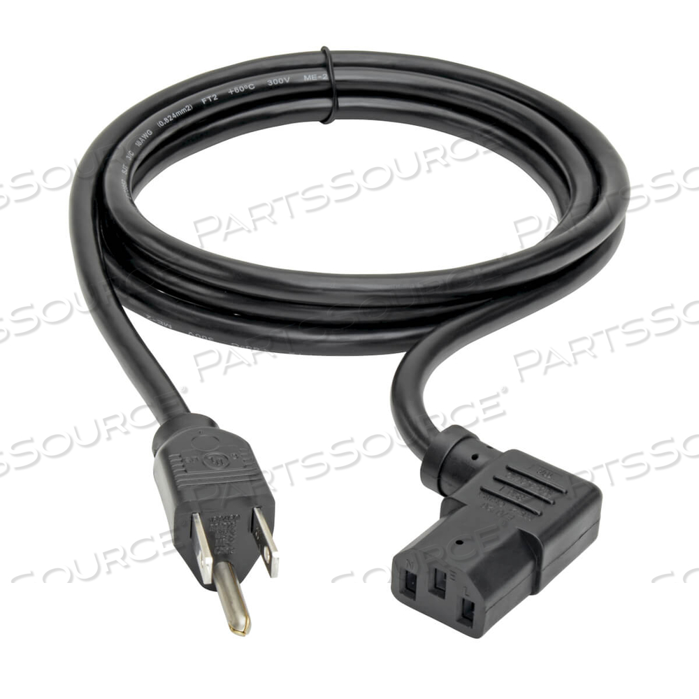 POWER CORD, 6 FT, 10 A, 125 V, 18 AWG, NEMA 5-15P TO IEC 320-C13 RIGHT ANGLE, BLACK by Tripp Lite POWER CORD, 6 FT, 10 A, 125 V, 18 AWG, NEMA 5-15P TO IEC 320-C13 RIGHT ANGLE, BLACK by Tripp Lite