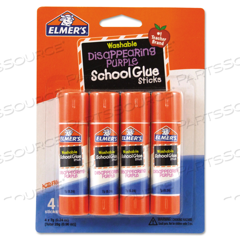 WASHABLE SCHOOL GLUE STICKS, 0.24 OZ, APPLIES PURPLE, DRIES CLEAR by Elmers WASHABLE SCHOOL GLUE STICKS, 0.24 OZ, APPLIES PURPLE, DRIES CLEAR by Elmers