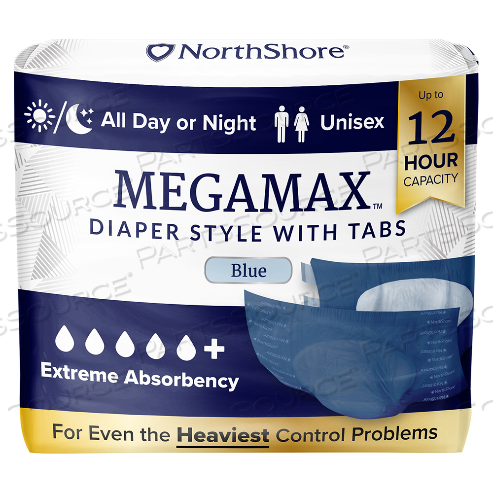 MEGAMAX BRIEFS, BLUE, LARGE by NorthShore Care Supply