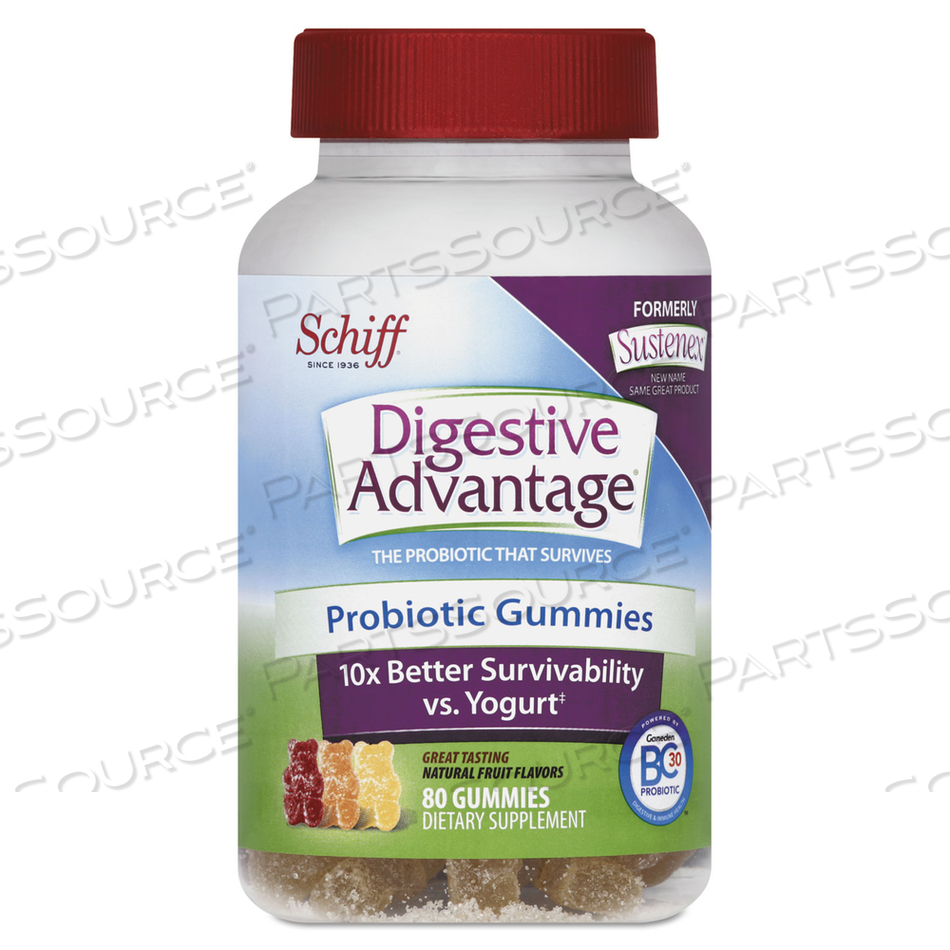 PROBIOTIC GUMMIES, NATURAL FRUIT FLAVORS, 80 COUNT 