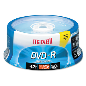 DVD-R RECORDABLE DISC, 4.7 GB, 16X, SPINDLE, GOLD, 25/PACK by Maxell