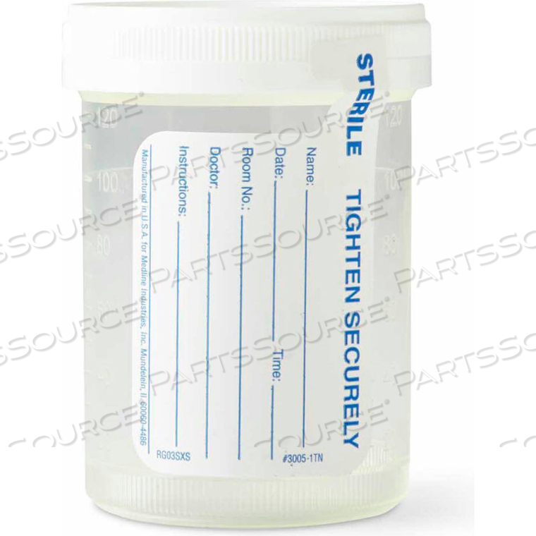 PNEUMATIC TUBE SYSTEM SPECIMEN CONTAINERS, STERILE FLUID PATH, 4 OZ., 300/CASE by Medline Industries, Inc. PNEUMATIC TUBE SYSTEM SPECIMEN CONTAINERS, STERILE FLUID PATH, 4 OZ., 300/CASE by Medline Industries, Inc.