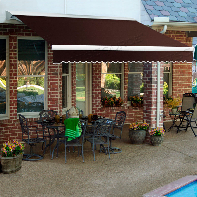 RETRACTABLE AWNING RIGHT MOTOR 16'W X 10'D X 10"H BROWN 