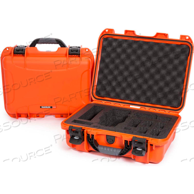 NANUK 920 WATERPROOF DJI MAVIC HARD CASE W/ FOAM 16-11/16"L X 13-3/8"W X 6-13/16"H ORANGE 