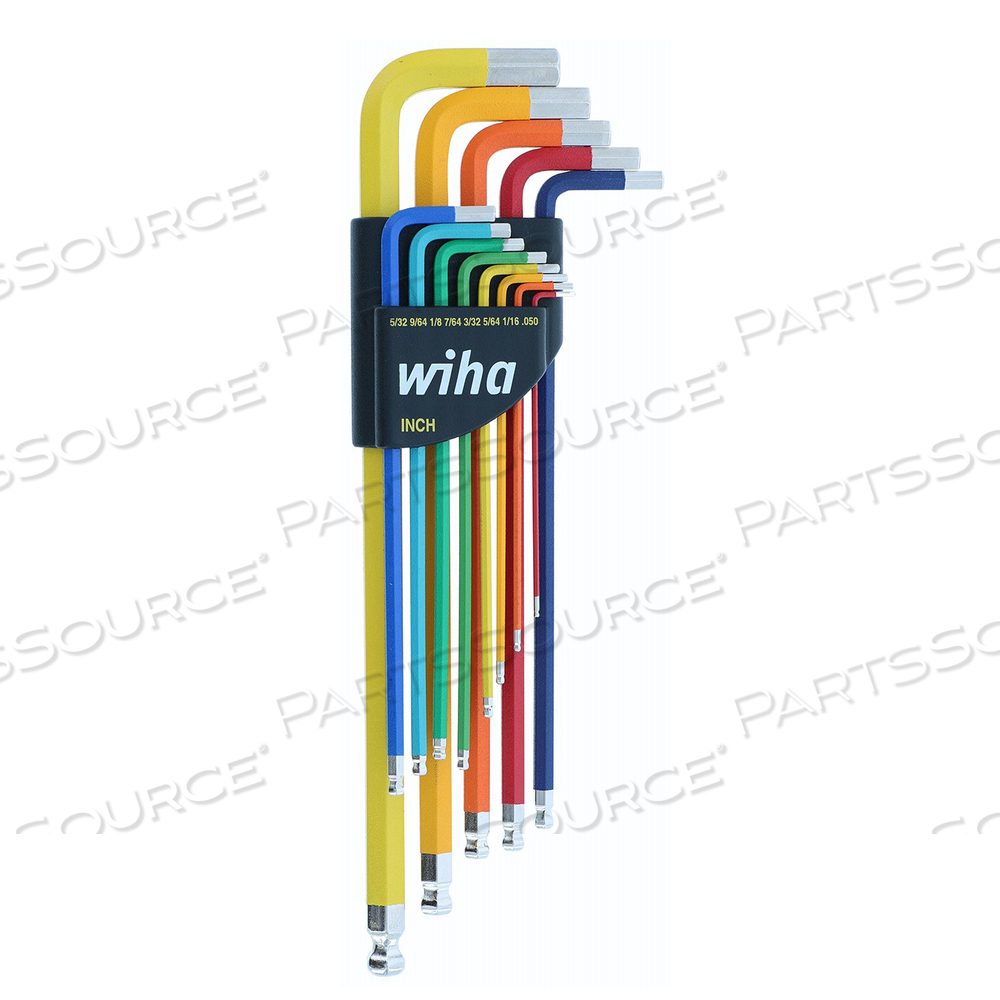13 PIECE BALL END COLOR CODED HEX L-KEY SET - INCH by Wiha Tools 13 PIECE BALL END COLOR CODED HEX L-KEY SET - INCH by Wiha Tools