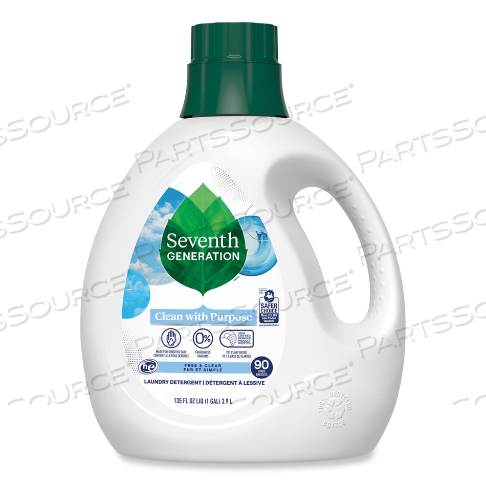 NATURAL LIQUID LAUNDRY DETERGENT, FRAGRANCE FREE, 135 OZ BOTTLE by Seventh Generation NATURAL LIQUID LAUNDRY DETERGENT, FRAGRANCE FREE, 135 OZ BOTTLE by Seventh Generation