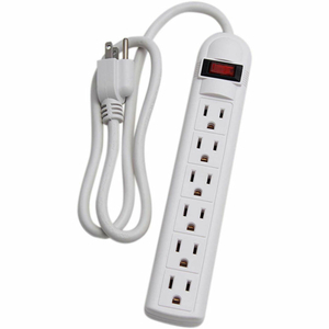 6 OUTLET POWER STRIP WITH 3-FT CORD, WHITE by Century Wire & Cable Inc.