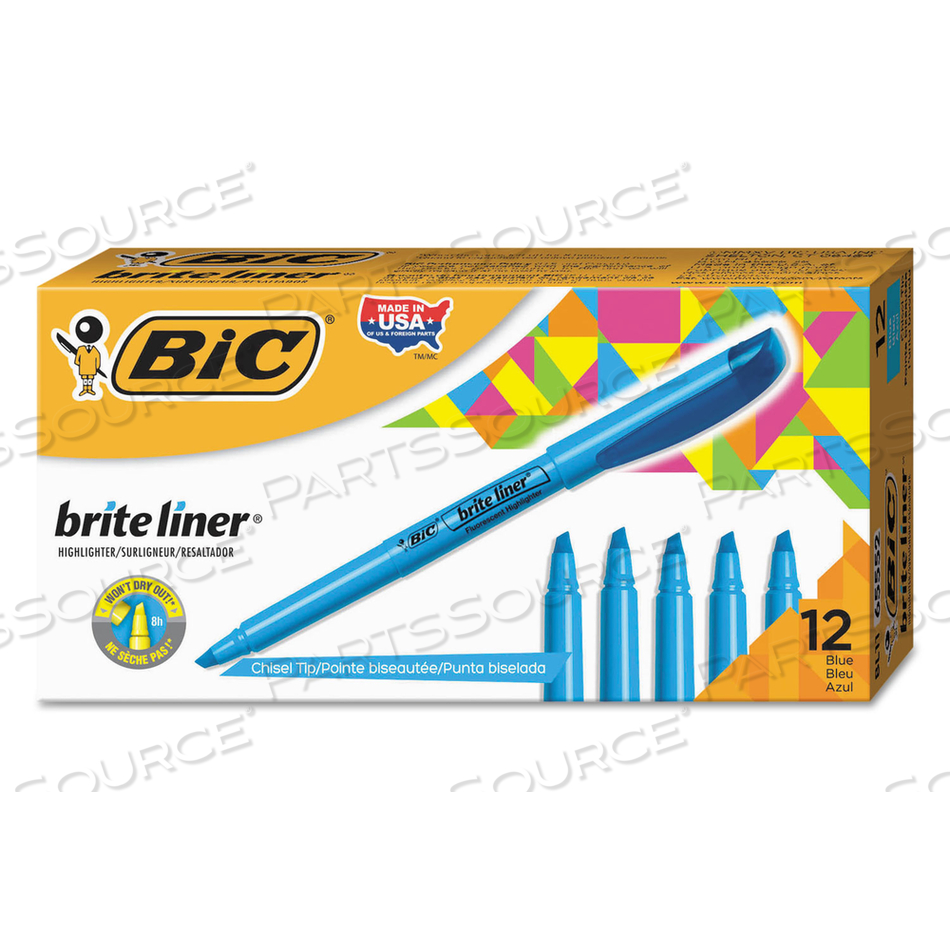 BRITE LINER HIGHLIGHTER, FLUORESCENT BLUE INK, CHISEL TIP, BLUE/BLACK BARREL by BIC BRITE LINER HIGHLIGHTER, FLUORESCENT BLUE INK, CHISEL TIP, BLUE/BLACK BARREL by BIC
