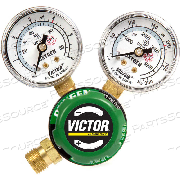 VICTOR REGULATOR SINGLE STAGE-OXYGEN G150-60-540R 020 "A", BRASS, CGA-540, 3000 PSI 