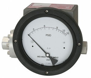 PRESSURE GAUGE 0 TO 50 IN H2O by Mid-West Instrument