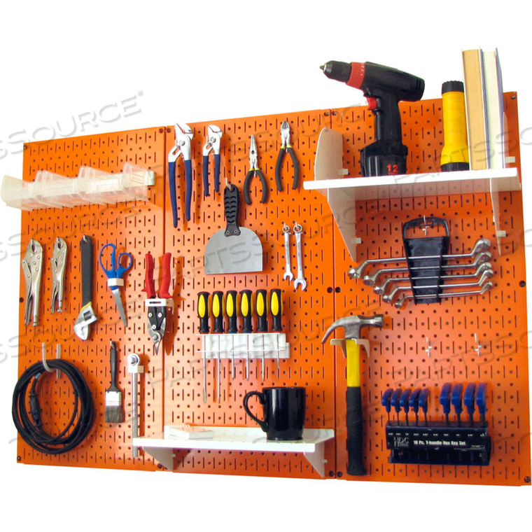 PEGBOARD STANDARD TOOL STORAGE KIT, ORANGE/WHITE, 48" X 32" X 9" by Wall Control Pegboard
