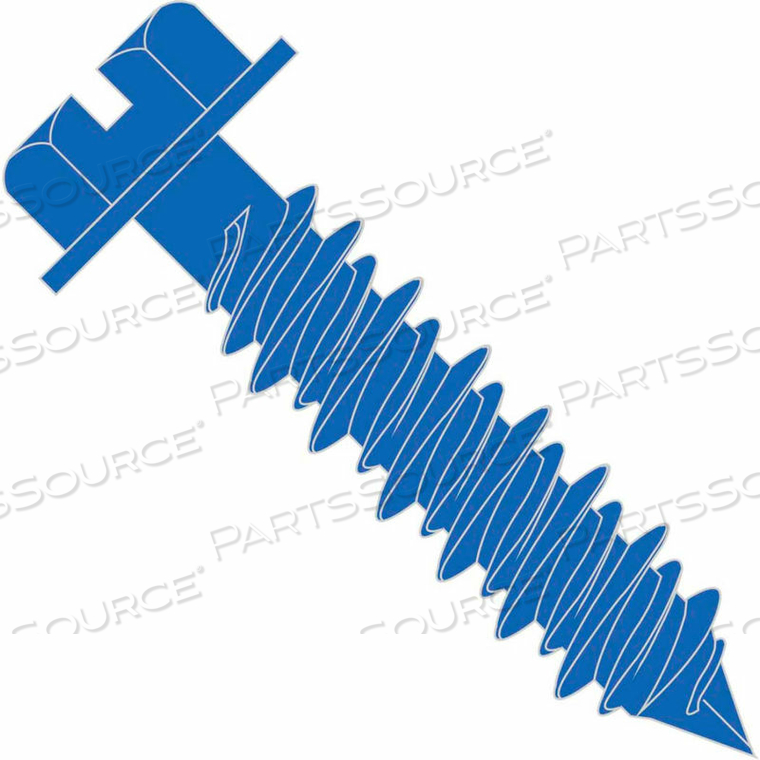 1/4 X 2 3/4 SLOTTED HEX WASHER CONCRETE SCREW WITH DRILL BIT BLUE PERMA SEAL - PKG OF 100 