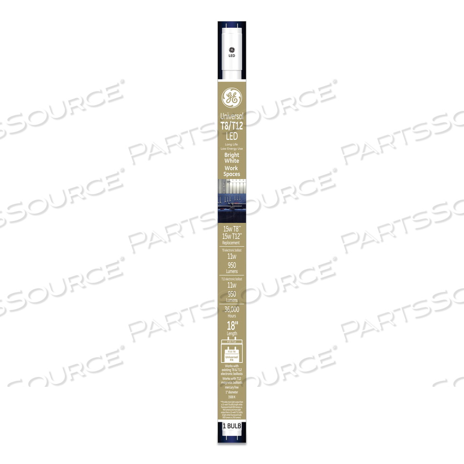 18" T8/T12, 15 W, T8 TUBE, 11 W, BRIGHT WHITE, 6/CARTON 