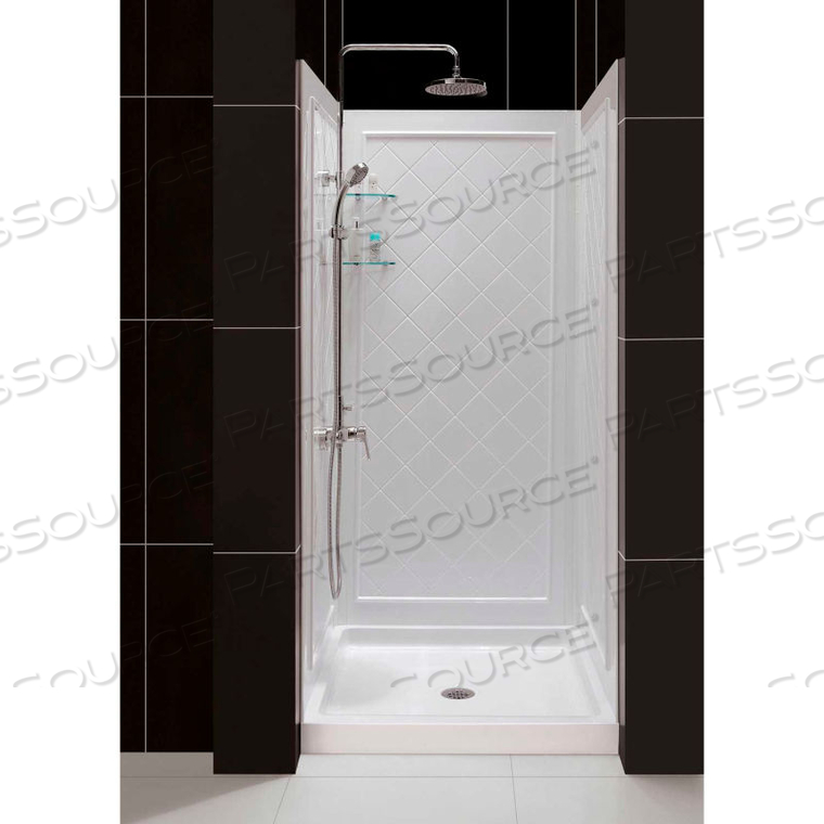 SLIMLINE 36" X 36" SHOWER BASE & QWALL-5 SHOWER BACKWALL KIT by Dreamline