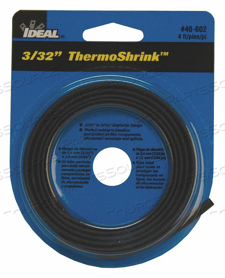 SHRINK TUBING 0.122IN ID BLACK 4FT PK5 by Ideal Industries Inc.