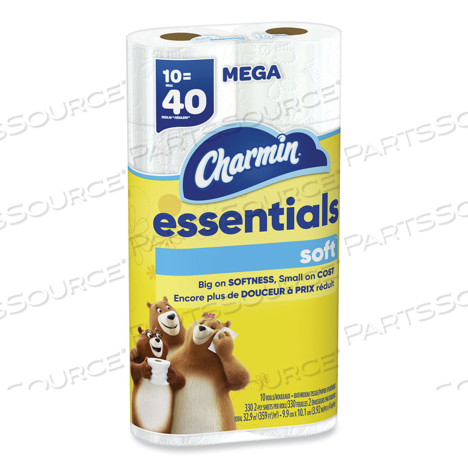 ESSENTIALS SOFT BATHROOM TISSUE, SEPTIC SAFE, 2-PLY, WHITE, 330 SHEETS/ROLL, 30 ROLLS/CARTON 